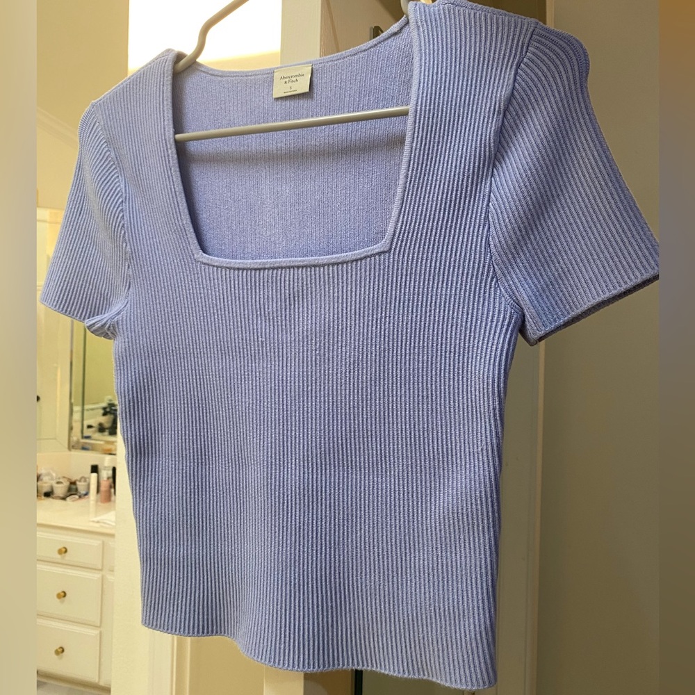 Abercrombie periwinkle ribbed square neck tee